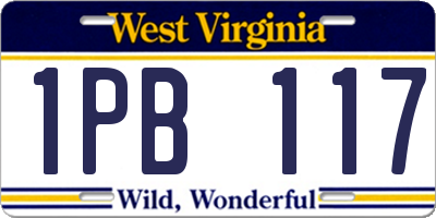 WV license plate 1PB117