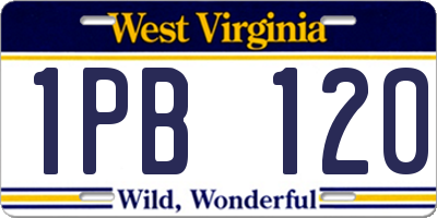 WV license plate 1PB120