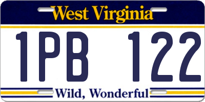 WV license plate 1PB122