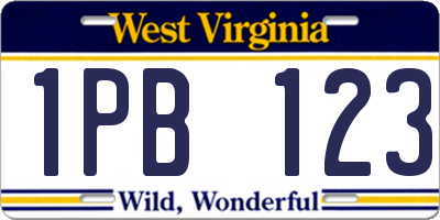 WV license plate 1PB123