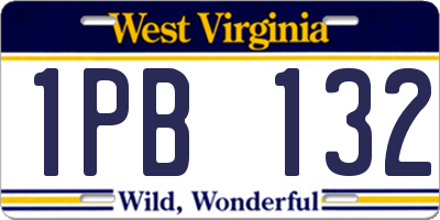 WV license plate 1PB132