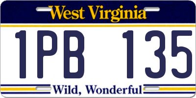 WV license plate 1PB135