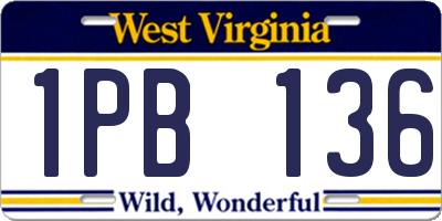 WV license plate 1PB136