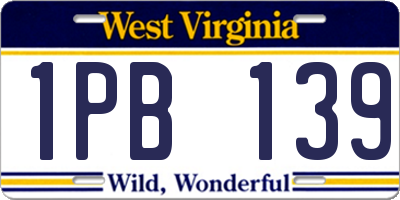 WV license plate 1PB139