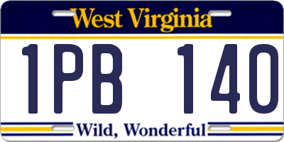 WV license plate 1PB140