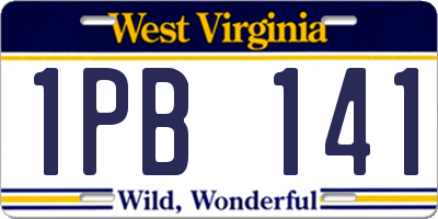 WV license plate 1PB141