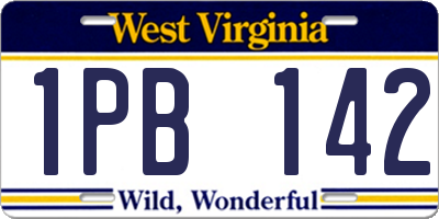 WV license plate 1PB142