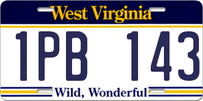 WV license plate 1PB143