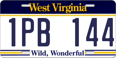 WV license plate 1PB144