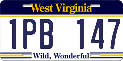 WV license plate 1PB147