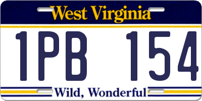WV license plate 1PB154