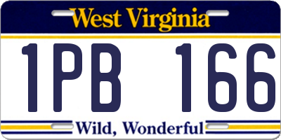 WV license plate 1PB166
