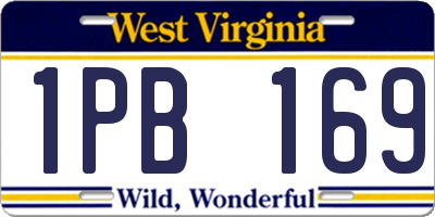 WV license plate 1PB169