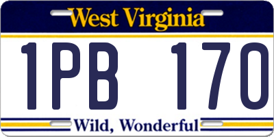 WV license plate 1PB170