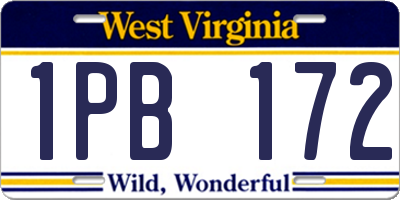 WV license plate 1PB172