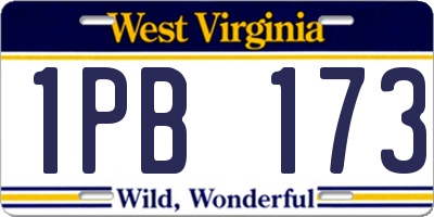 WV license plate 1PB173