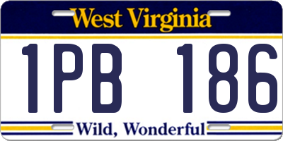 WV license plate 1PB186