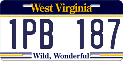 WV license plate 1PB187