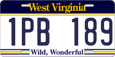 WV license plate 1PB189