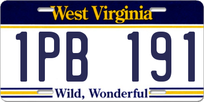 WV license plate 1PB191