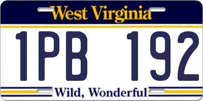 WV license plate 1PB192