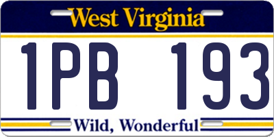 WV license plate 1PB193