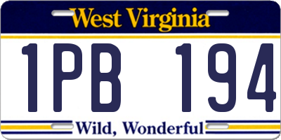 WV license plate 1PB194