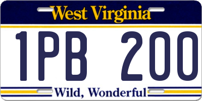 WV license plate 1PB200