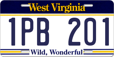 WV license plate 1PB201