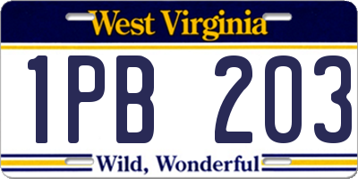 WV license plate 1PB203