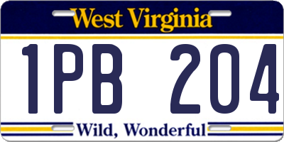 WV license plate 1PB204