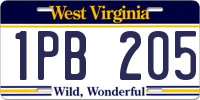 WV license plate 1PB205