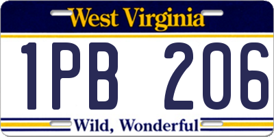 WV license plate 1PB206