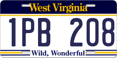 WV license plate 1PB208