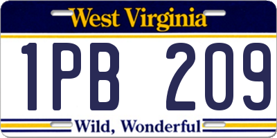 WV license plate 1PB209