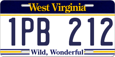 WV license plate 1PB212