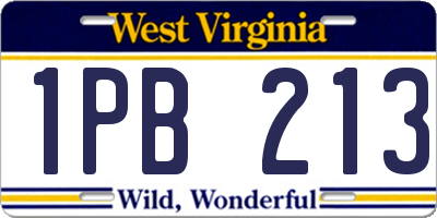 WV license plate 1PB213