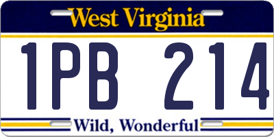 WV license plate 1PB214