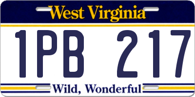 WV license plate 1PB217