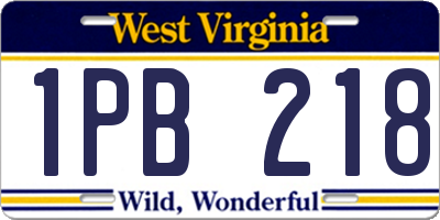 WV license plate 1PB218