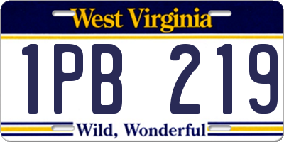 WV license plate 1PB219