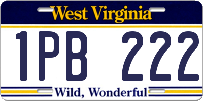 WV license plate 1PB222