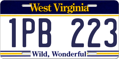 WV license plate 1PB223