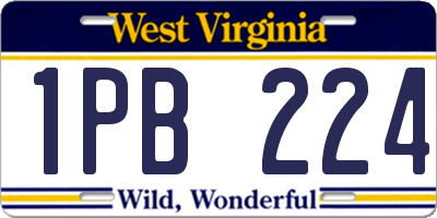 WV license plate 1PB224