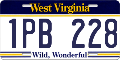 WV license plate 1PB228