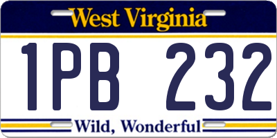 WV license plate 1PB232