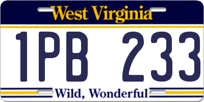 WV license plate 1PB233