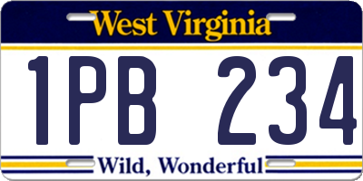 WV license plate 1PB234