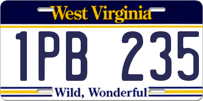 WV license plate 1PB235