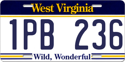 WV license plate 1PB236